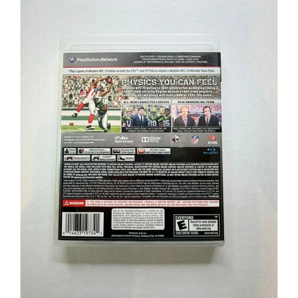 Madden NFL 2013 PS3 Playstation 3 Calvin Johnson Detroit Lions Tested Pre-owned! - Picture 2 of 4